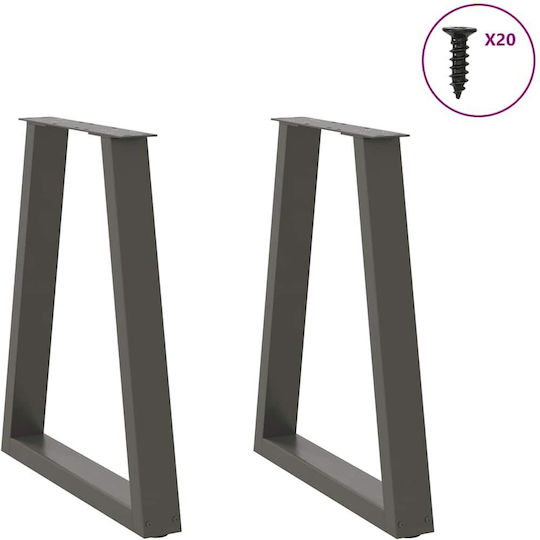 vidaXL Metallisches Möbelbein 2Stücke Für Tisch / Beistelltisch / Büro 60x72cm Anthrazit