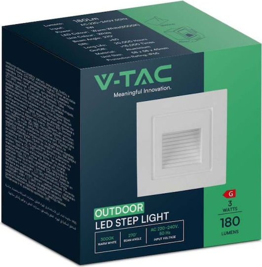 V-TAC Wandmontierte Außen-Deckenleuchte LED IP65 3W mit Warmweiß Licht 5.8x5.8x4.5εκ.