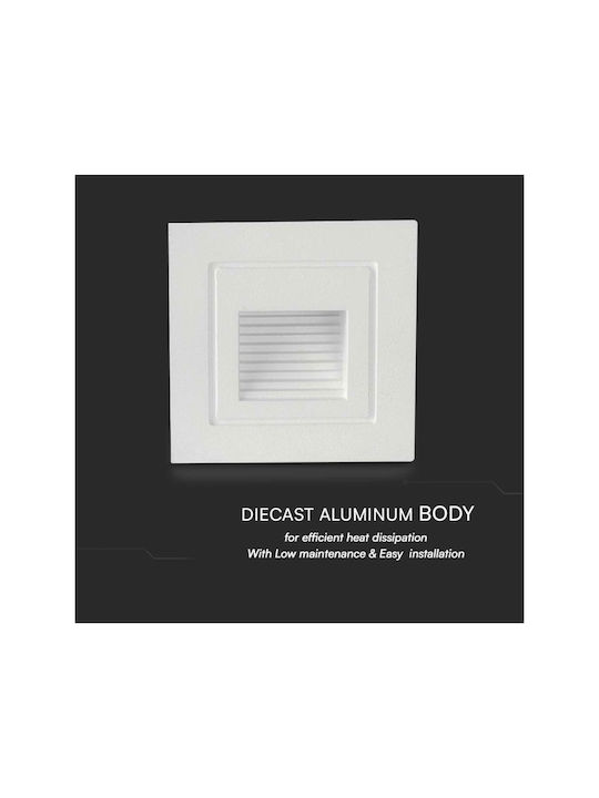 V-TAC Wall-Mounted Outdoor Ceiling Light LED IP65 3W with Warm White Light 5.8x5.8x4.5εκ.