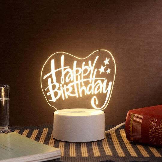 Happy Birthday Dekorative Lampe 3D-Illusion Weiß