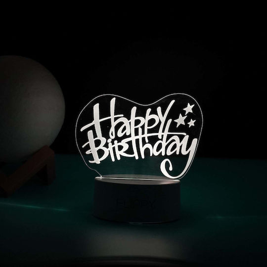 Happy Birthday Dekorative Lampe 3D-Illusion Weiß