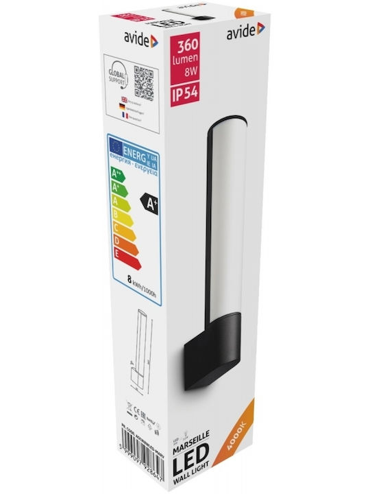 Avide Wall-Mounted Outdoor Light LED IP54 8W with Natural White Light 32.5x21.5x40.5εκ.