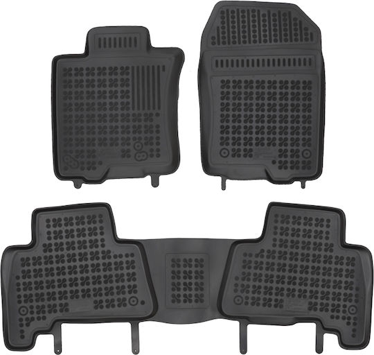 Rezaw Plast Set of Front and Rear Mats 3pcs Tray Type for Toyota Land Cruiser 2010+ Black