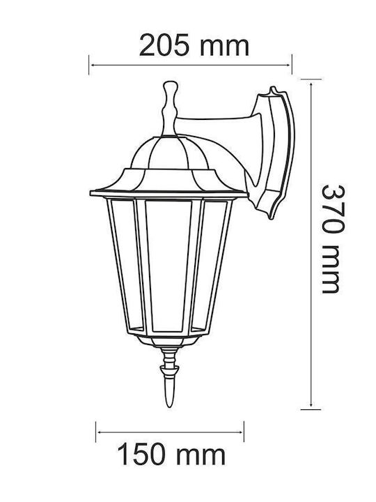 Polux Стенно Външно Фенерче E27 IP43 15x20.5x37εκ.