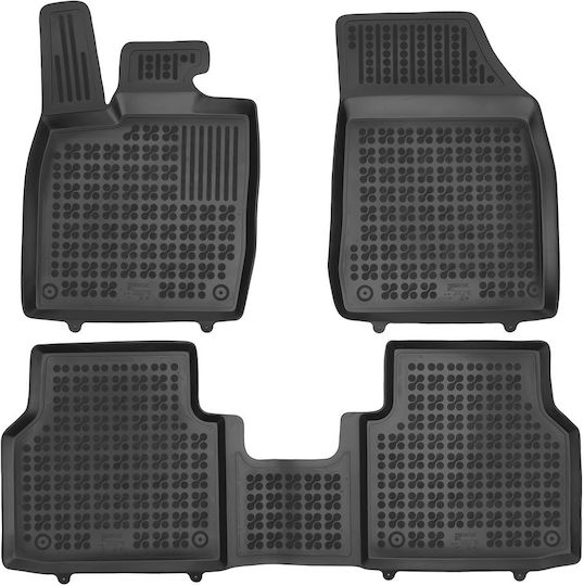 Rezaw Plast Set of Front and Rear Mats 3pcs Tray Type for Skoda Enyaq 2020+ Black