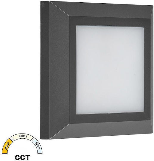 Adeleq Wall-Mounted Outdoor Ceiling Light LED IP65 4W with Adjustable White Light 12.5x12.5εκ.