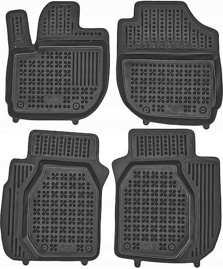 Rezaw Plast Set of Front and Rear Mats 4pcs Tray Type for Honda Jazz 2020+ Black