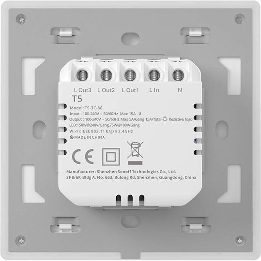 Sonoff T5EU2C Recessed Touch Wall Switch Wi-Fi Lighting Two-Way with Frame White