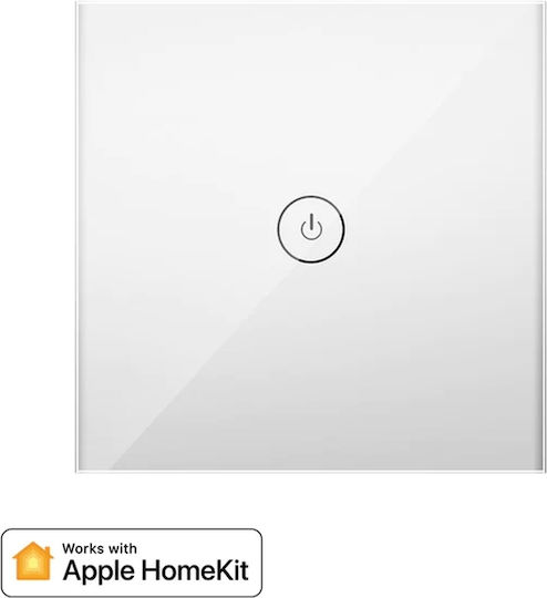 Meross Χωνευτός Διακόπτης Τοίχου Wi-Fi Μονός με Πλαίσιο Λευκός