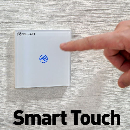 Tellur Επιτοίχιος Διακόπτης Τοίχου Αφής Wi-Fi Μονός με Πλαίσιο Λευκός