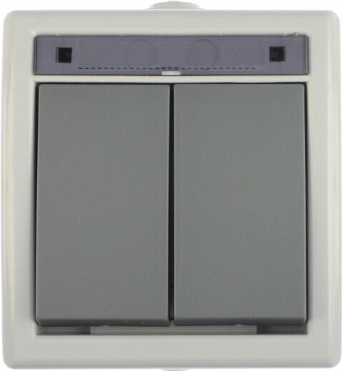 Elektro Plast Waterproof Wall Switch Lighting Two-Way with Frame Gray