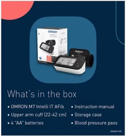 Omron M7 Intelli IT AFib Electronical Blood Pressure Monitor Arm with Arrhythmia Detection & Bluetooth HEM-7380T1-EBK