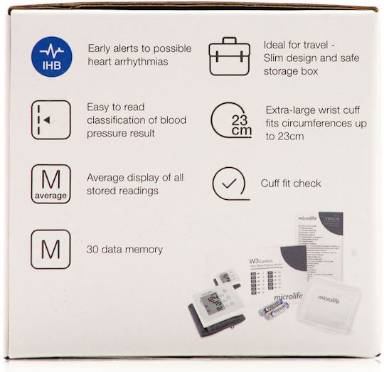 Microlife HD Corner BP W3 Comfort Electronic Wrist Blood Pressure Monitor with Arrhythmia Detection