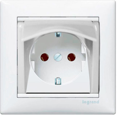 Legrand Valena Single Flush Power Socket with Lid White