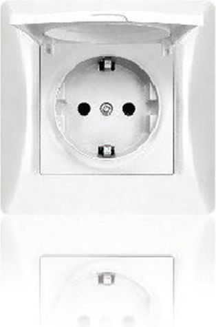 Lineme Single Recessed Power Socket with Lid White