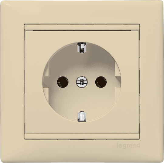 Legrand Valena Μονή Χωνευτή Πρίζα Ρεύματος Μπεζ