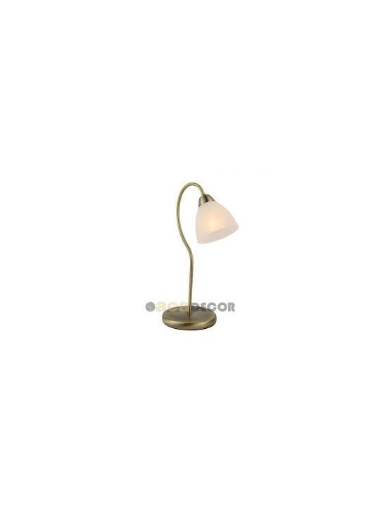 Aca Byron Metal Vintage Table Lamp for Socket E14 with White Shade and Bronze Base