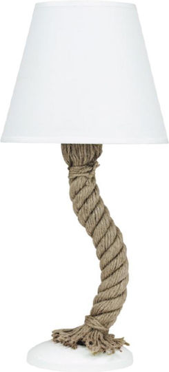 Inlight 3433 Vintage Table Lamp from Rope for Socket E27 with White Shade and Base