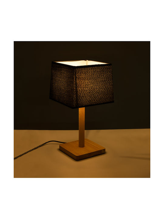 GloboStar Wood Table Lamp for Socket E27 with Black Shade and Beige Base