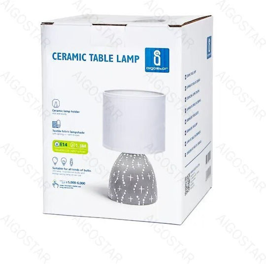 ForHome Ceramic Table Lamp for Socket E14 with Black Shade and Silver Base