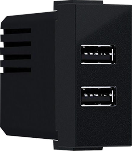 Aca Modys Priză Mortice Cu 2 Prize USB Neagră