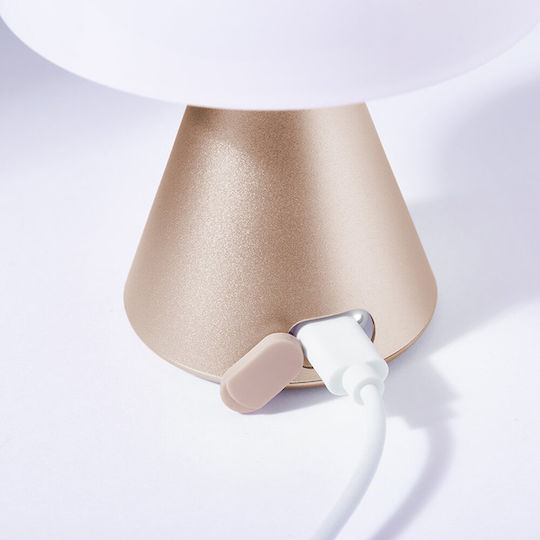 Lexon Metal Table Lamp LED with White Shade and Copper Base