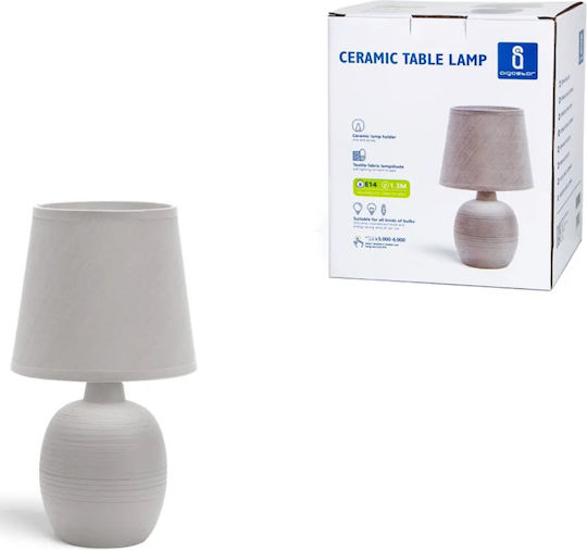 Aigostar Ceramic Table Lamp for Socket E14 with Gray Shade and Base
