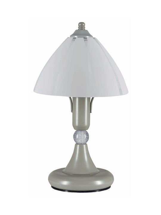 ArkoLight Μεταλλικό Πορτατίφ για Ντουί E14 με Λευκό Καπέλο και Ασημί Βάση