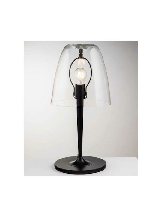 Fan Europe Ares Glass Table Lamp for E27 Socket with Transparent Shade and Black Base