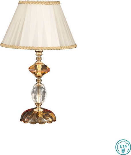 Ondaluce Glass Vintage Table Lamp for Socket E14 with White Shade and Gold Base