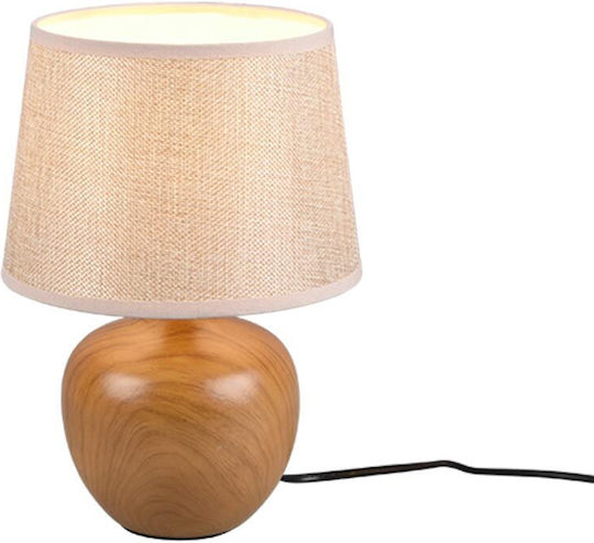 Trio Lighting Luxor Ceramic Table Lamp for Socket E14 with Beige Shade and Brown Base