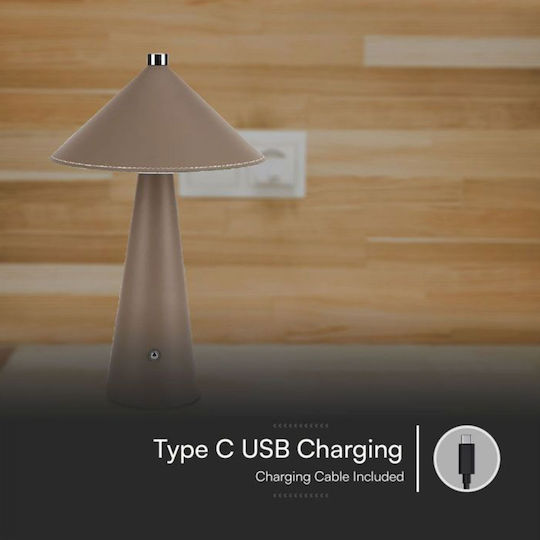 V-TAC Metal Table Lamp LED with Brown Shade and Base