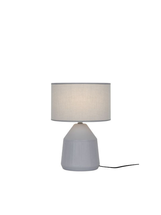 Viokef Ceramic Table Lamp for Socket E27 with Gray Shade and Base
