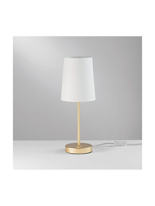 Fan Europe Metal Table Lamp for E14 Socket with White Shade and Gold Base