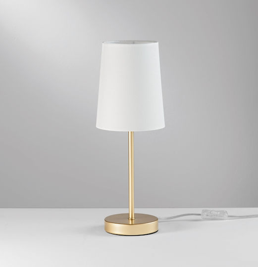 Fan Europe Metal Table Lamp for E14 Socket with White Shade and Gold Base