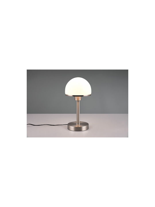 Trio Lighting Joost II Metal Table Lamp for Socket E27 with White Shade and Silver Base