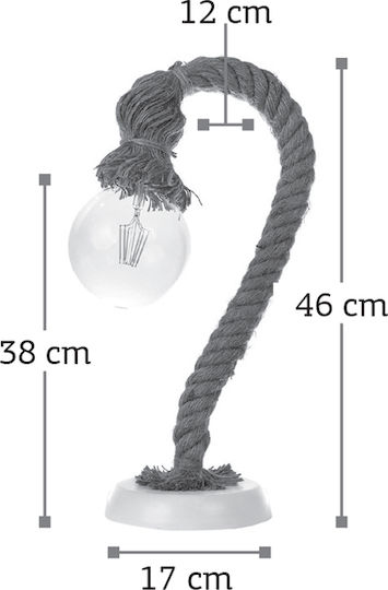 Inlight Vintage Table Lamp from Rope for Socket E27 with White Base