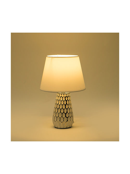Ceramic Table Lamp with White Shade and Silver Base 2pcs