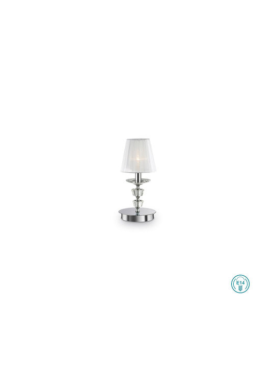 Ideal Lux Μεταλλικό Πορτατίφ για Ντουί E14 με Λευκό Καπέλο και Ασημί Βάση