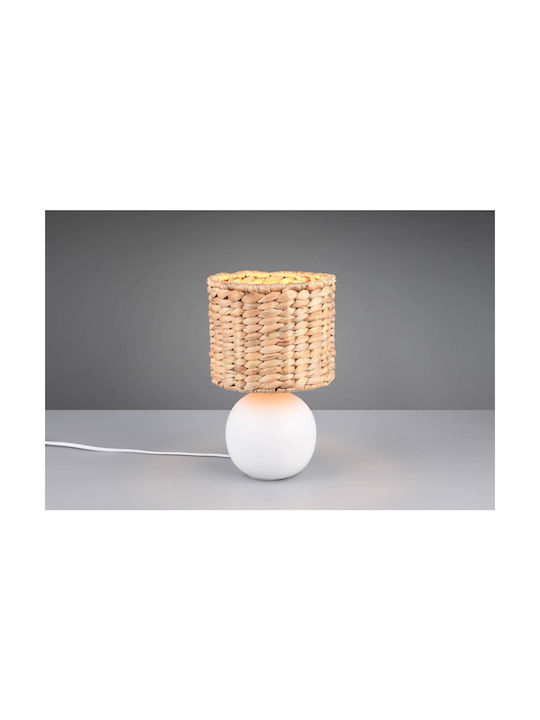 Trio Lighting Керамичен Портатиф за Цокъл E27 с Бежова Шапка и Бяла Основа
