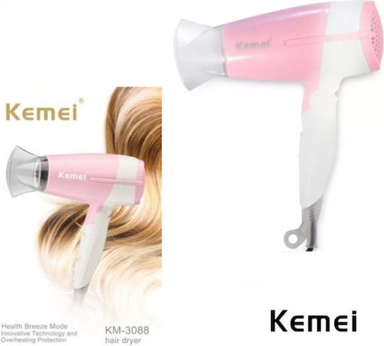 Kemei Travel Hair Dryer 900W KM-3088 Pink