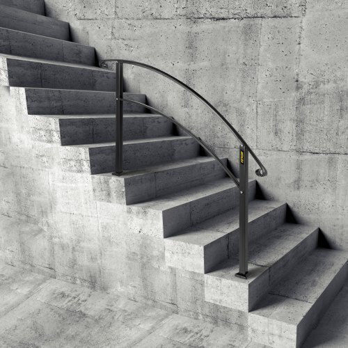Balustradă Reglabilă din Fier Vevor Negru 4ft 4 Trepte 4fthwtyfsblack001v0