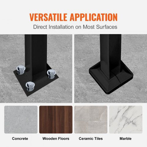 Balustradă Reglabilă din Fier Vevor Negru 4ft 4 Trepte 4fthwtyfsblack001v0