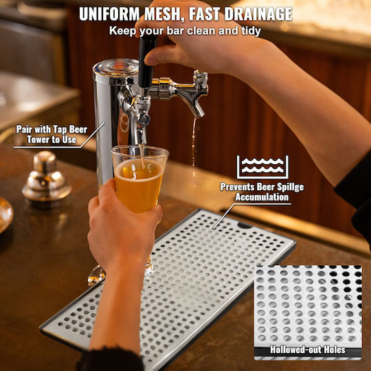 Vevor Kegerator Beer Drip Tray 304 Stainless Steel Keg Trays Non-Slip Pads