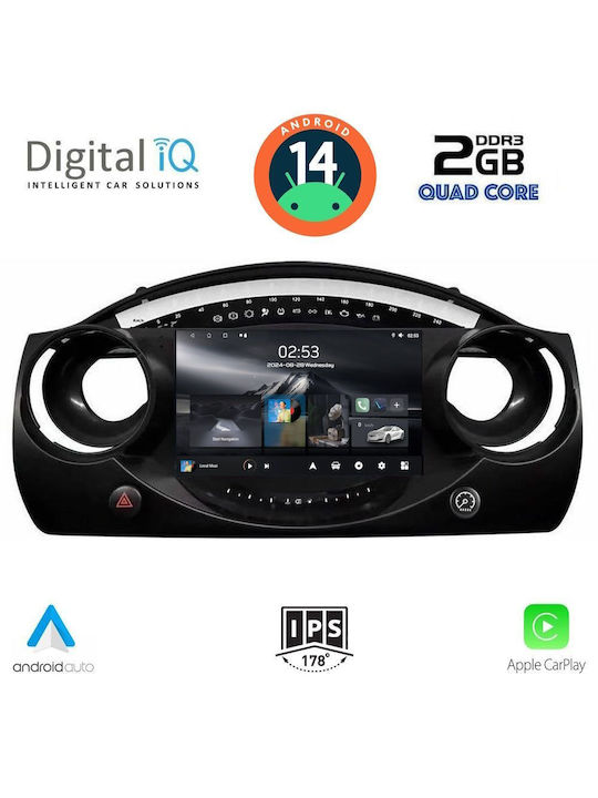 Digital IQ Car Audio System for Mini Cooper 2000-2006 (Bluetooth/USB/AUX/WiFi/GPS/Apple-Carplay/Android-Auto) with Touch Screen 9"