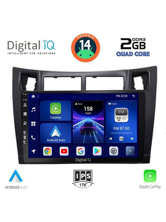 Digital IQ Car Audio System for Toyota Yaris 2006-2011 (Bluetooth/USB/AUX/WiFi/GPS/Apple-Carplay/Android-Auto) with Touch Screen 9"