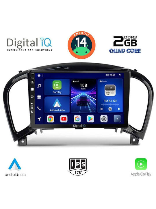 Digital IQ Auto-Audiosystem für Nissan Juke 2009-2020 (Bluetooth/USB/AUX/WiFi/GPS/Apple-Carplay/Android-Auto) mit Touchscreen 9"