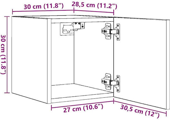 Hängeschrank fürs Wohnzimmer aus Spanplatte Braun 30,5 x 30 x 30 cm
