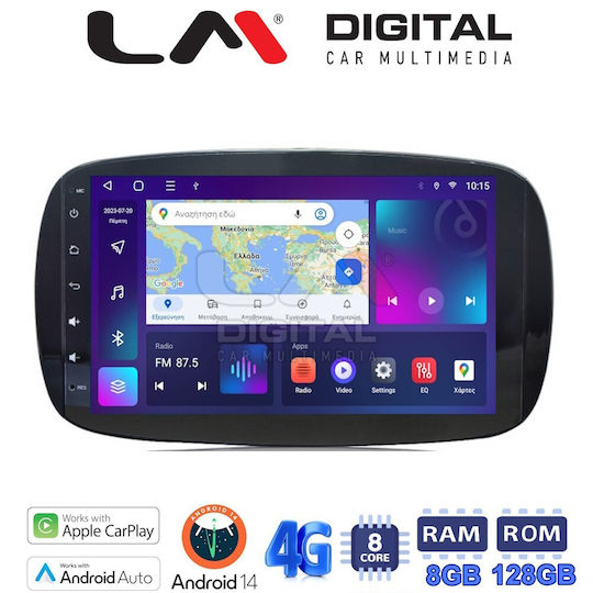 LM Digital Car Audio System for Smart ForTwo / ForFour 2015+ (Bluetooth/USB/WiFi/GPS/Apple-Carplay/Android-Auto) with Touch Screen 9"