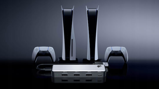 Ps5 Usb Hub 3x Usb-a 1x Usb-c Led Flashfire Ahub155 Detachable Cable